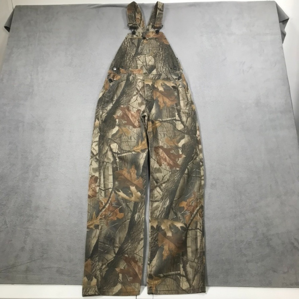 Vintage Realtree Camo Bib Overalls Boys 12 USA Made Roundhouse Hardwoods Youth